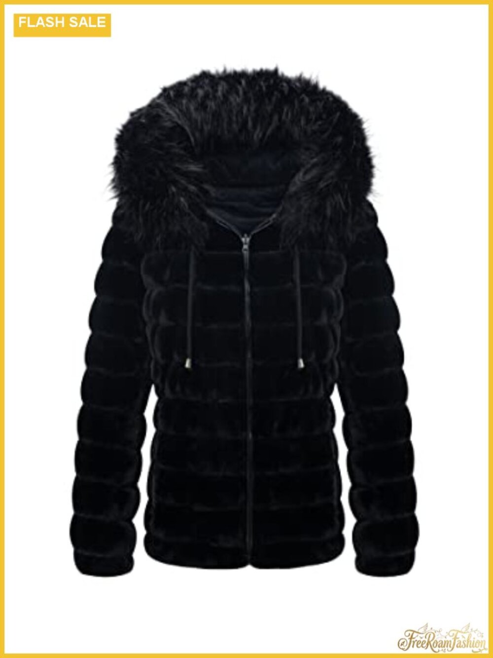 Reversible Puffer Faux Fur Winter Jacket Quilted Hooded Coat